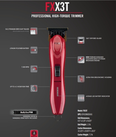BABYLISS - Masina de contur - HI TORQUE FX3 - fara fir