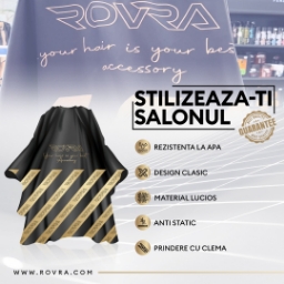 Pelerina ROVRA pentru coafor și frizerie NEGRU GOLD