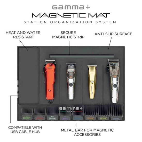 Covor magnetic - GAMMA+ - pentru ustensile si masini de tuns -  Negru
