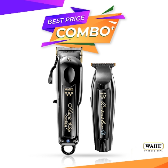 Set combo - WAHL -  Masina de tuns Profesionala Magic Clip Cordless + Masina Contur Detailer Li Negru