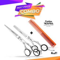 Set foarfeca de tuns + foarfeca de filat - RcuT 1 - 5.5 inch. + Pieptene Rovra Cadou Set foarfeca de tuns + foarfeca de filat - RcuT 1 - 5.5 inch. + Pieptene Rovra Cadou