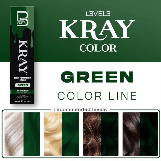 Vopsea semi - permanenta - L3VEL3 -  Verde - 100 ml