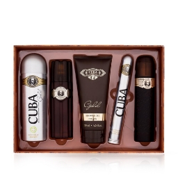 Set - apa de toaleta 35 ml si 100 ml+ gel de dus 200 ml + after shave 100 ml  + deodorant spray 200 ml- CUBA - Gold 
