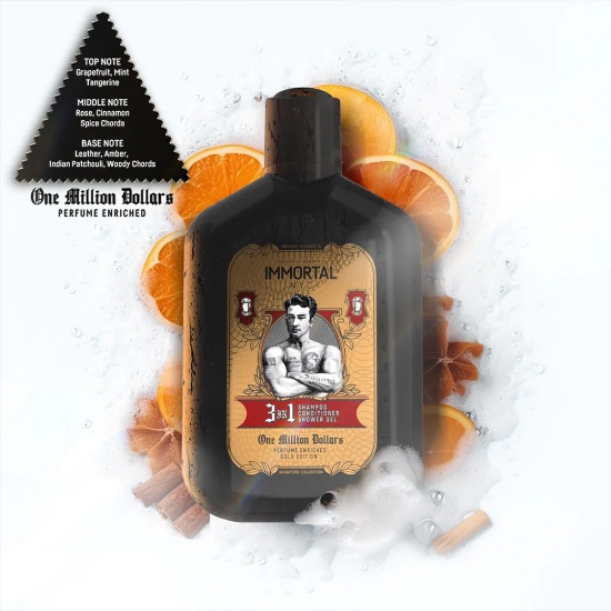 Sampon pentru par 3 in 1 (sampon,balsam,gel de dus) - IMMORTAL - One million Dollars- 500 ml - fara cutie