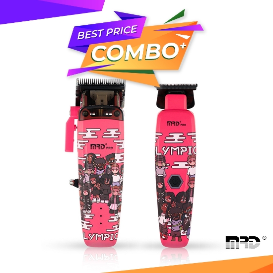 Set MRD - Masina de tuns Smart Brain  + Masina de contur  Smart Brain - fara fir - Roz - Olympics 