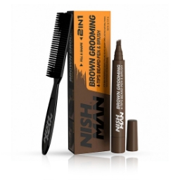 Marker contur barba + perie fade - NISMAN - Saten inchis